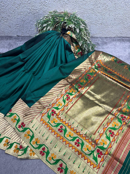 GREEN SILK PURE HANDLOOM PAITHANI SAREE
