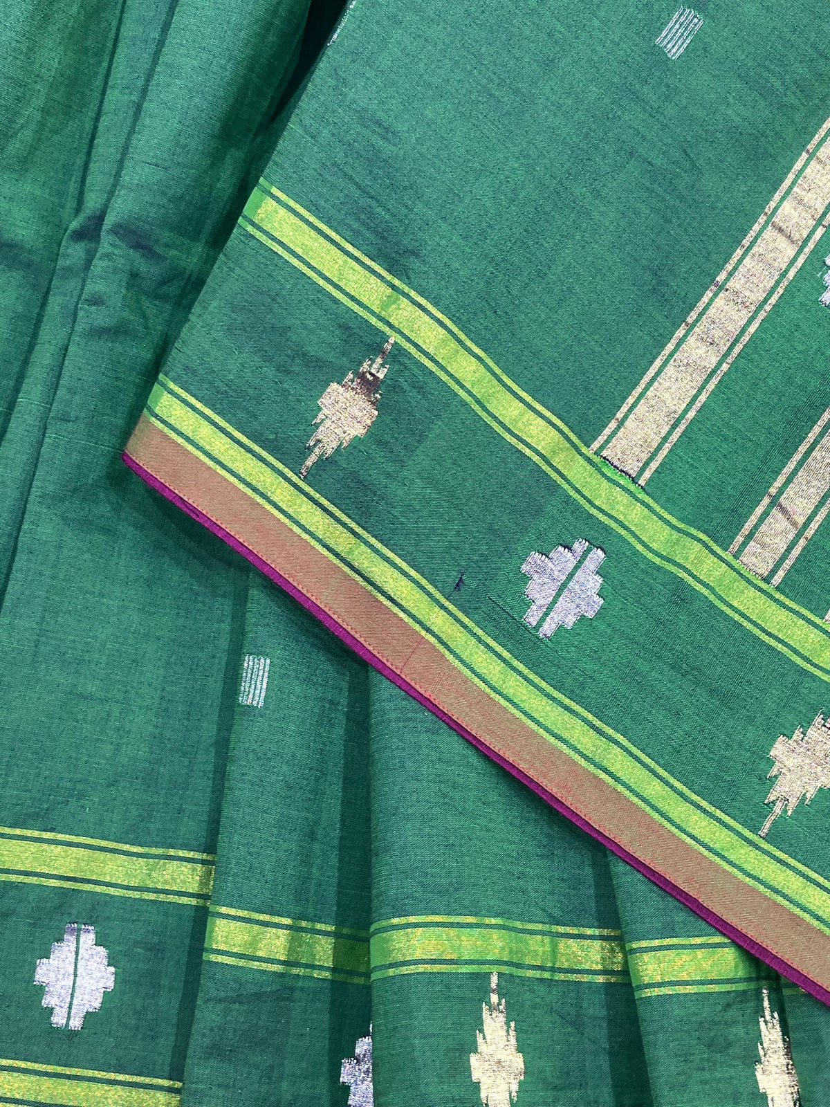 GREEN COTTON PURE HANDLOOM PAITHANI SAREE