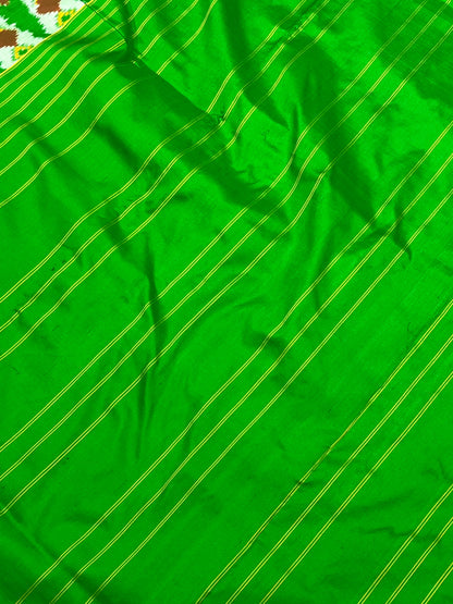 GREEN SILK PURE HANDLOOM IKKAT SAREE