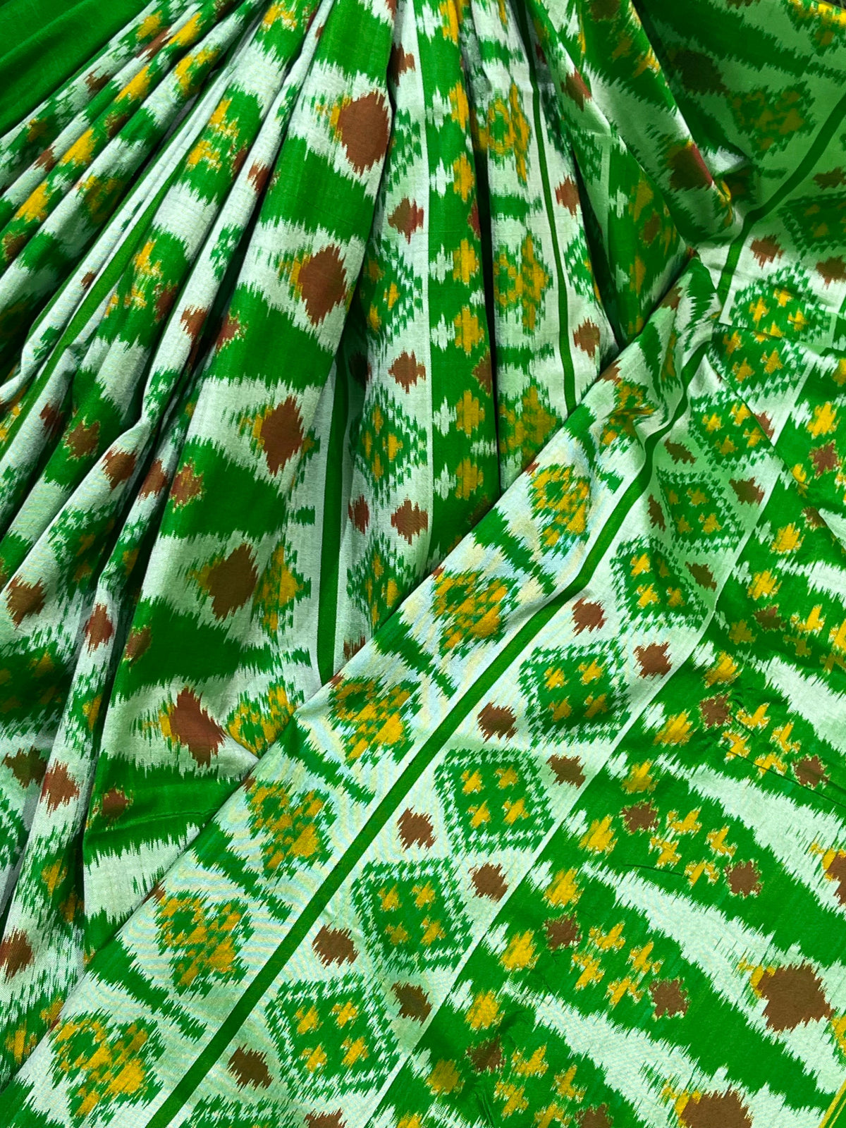 GREEN SILK PURE HANDLOOM IKKAT SAREE