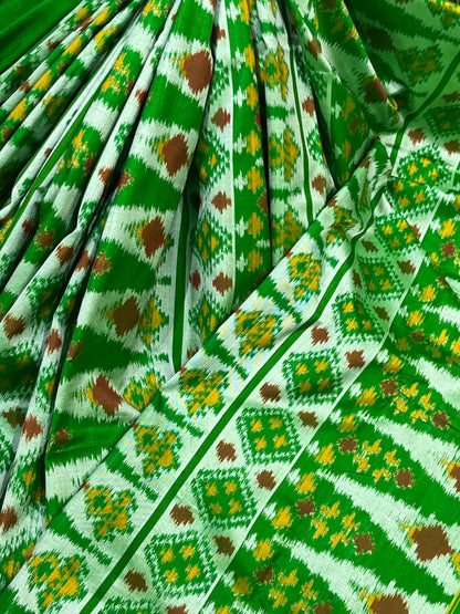 GREEN SILK PURE HANDLOOM IKKAT SAREE