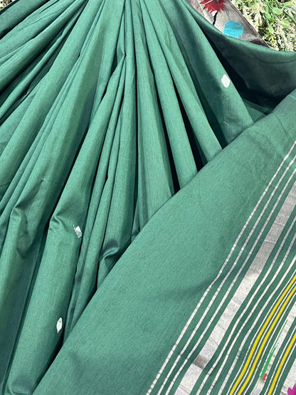 GREEN COTTON PURE HANDLOOM PAITHANI SAREE