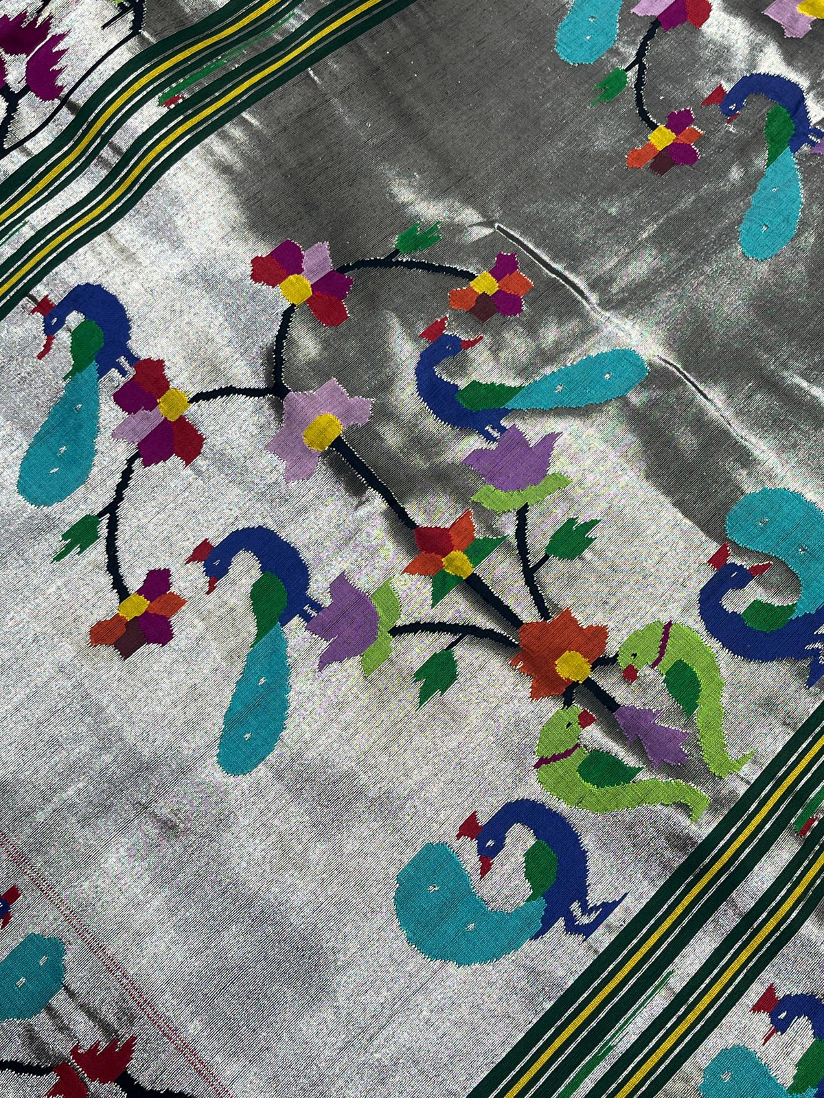 GREEN COTTON PURE HANDLOOM PAITHANI SAREE