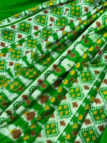 GREEN SILK PURE HANDLOOM IKKAT SAREE