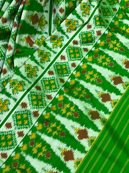 GREEN SILK PURE HANDLOOM IKKAT SAREE