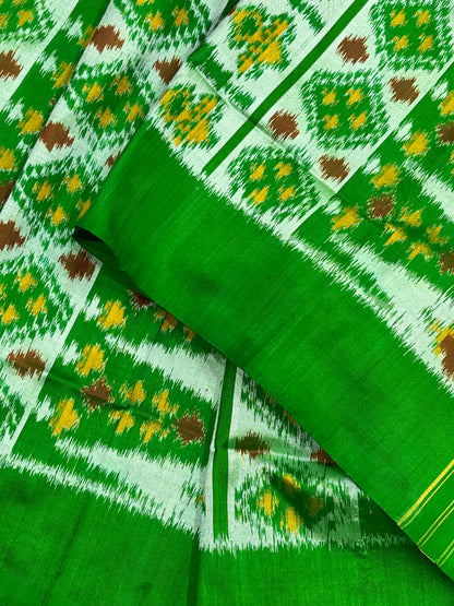 GREEN SILK PURE HANDLOOM IKKAT SAREE