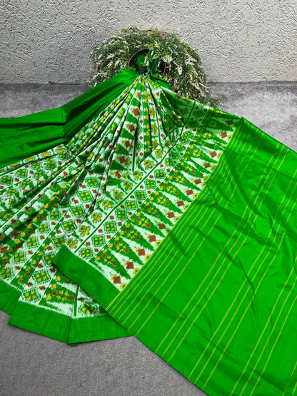 GREEN SILK PURE HANDLOOM IKKAT SAREE