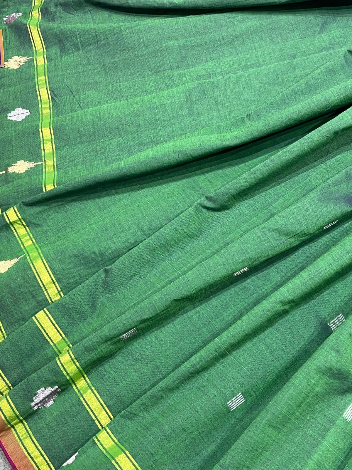 GREEN COTTON PURE HANDLOOM PAITHANI SAREE
