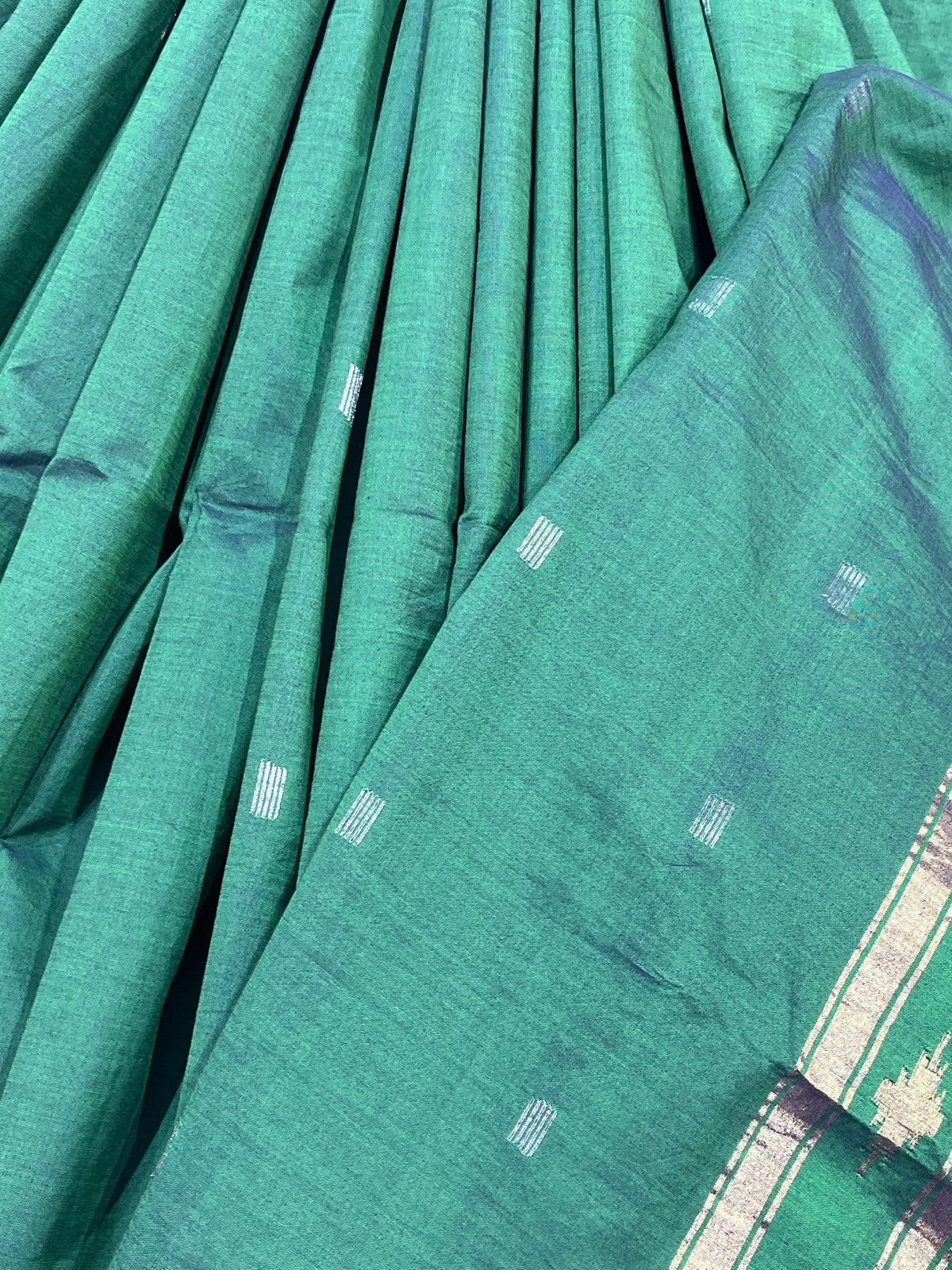 GREEN COTTON PURE HANDLOOM PAITHANI SAREE