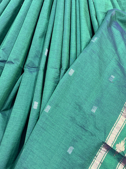 GREEN COTTON PURE HANDLOOM PAITHANI SAREE