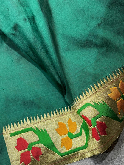 GREEN SILK PURE HANDLOOM PAITHANI SAREE