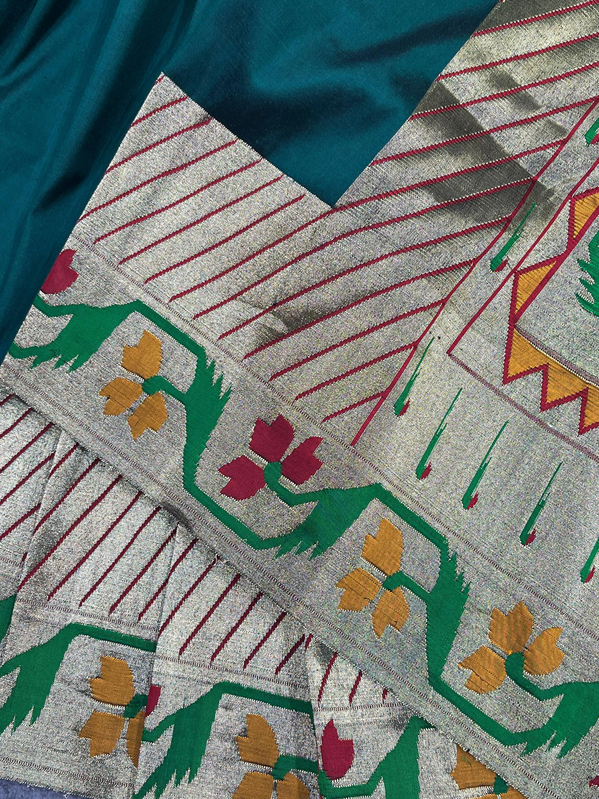 GREEN SILK PURE HANDLOOM PAITHANI SAREE