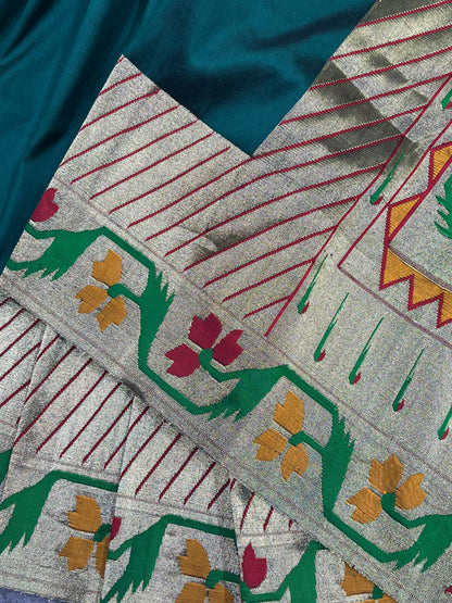 GREEN SILK PURE HANDLOOM PAITHANI SAREE