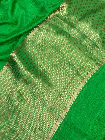 GREEN TANCHOI PURE HANDLOOM BANARASI SAREE