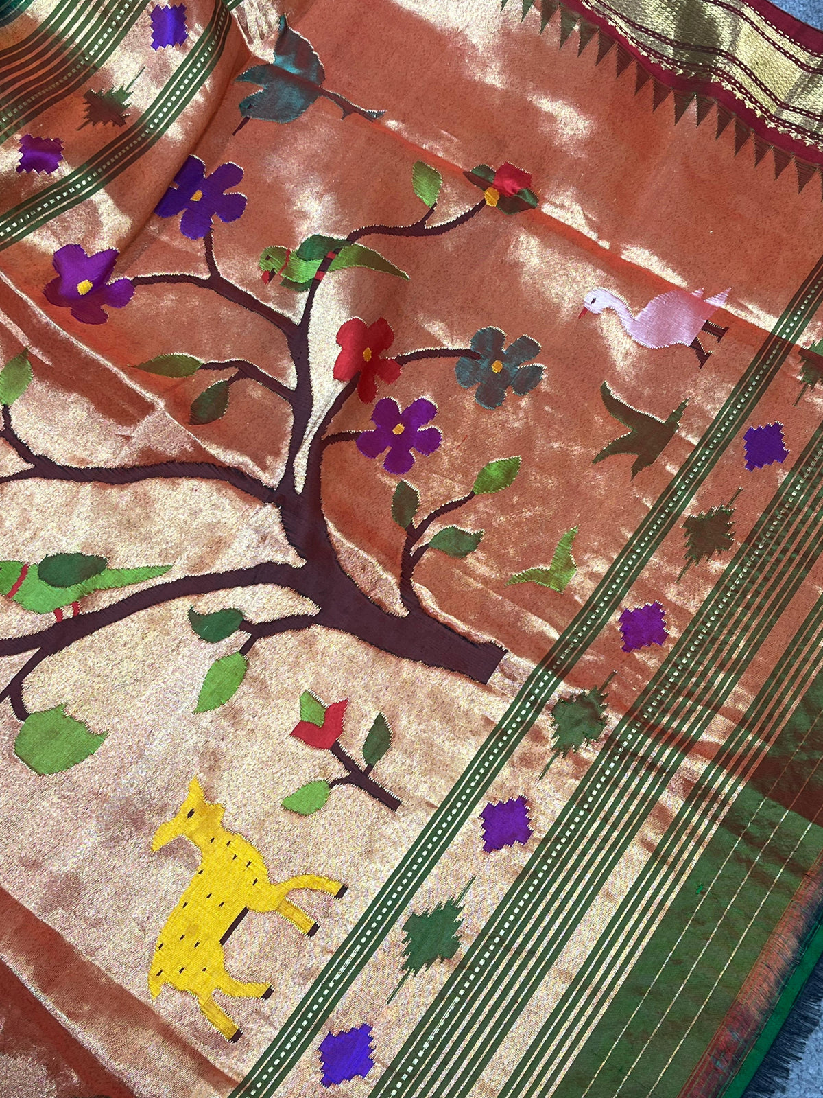GREEN SILK PURE HANDLOOM PAITHANI SAREE