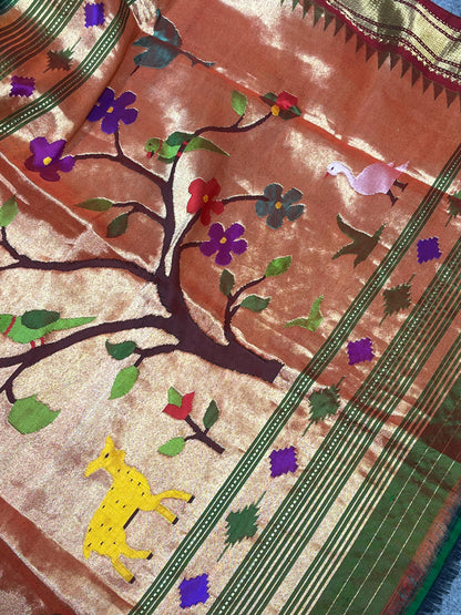 GREEN SILK PURE HANDLOOM PAITHANI SAREE