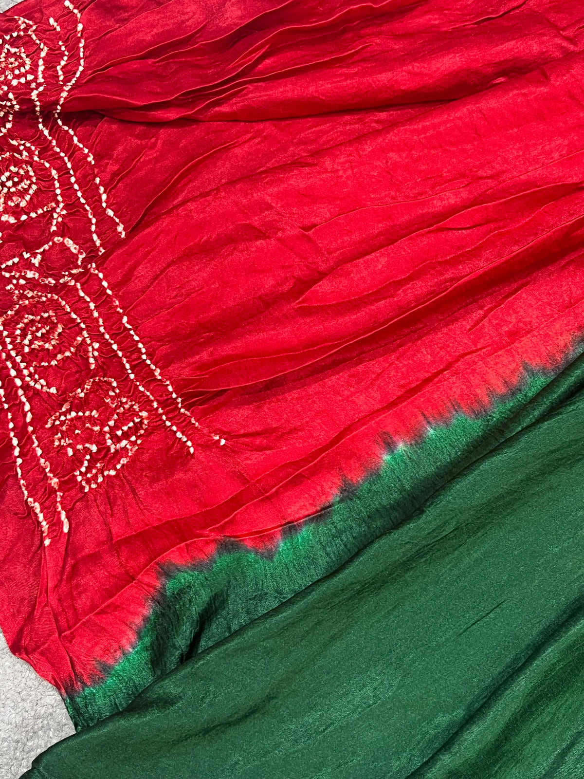 GREEN GAJJI SILK PURE HANDLOOM BANDHEJ SAREE