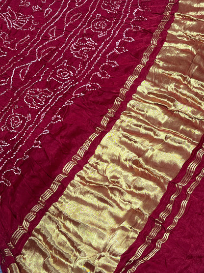 GREEN GAJJI SILK PURE HANDLOOM BANDHEJ SAREE