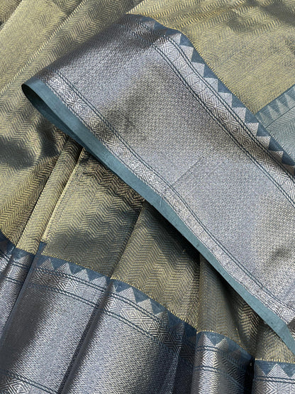 GREY PURE HANDLOOM CHANDERI SAREE