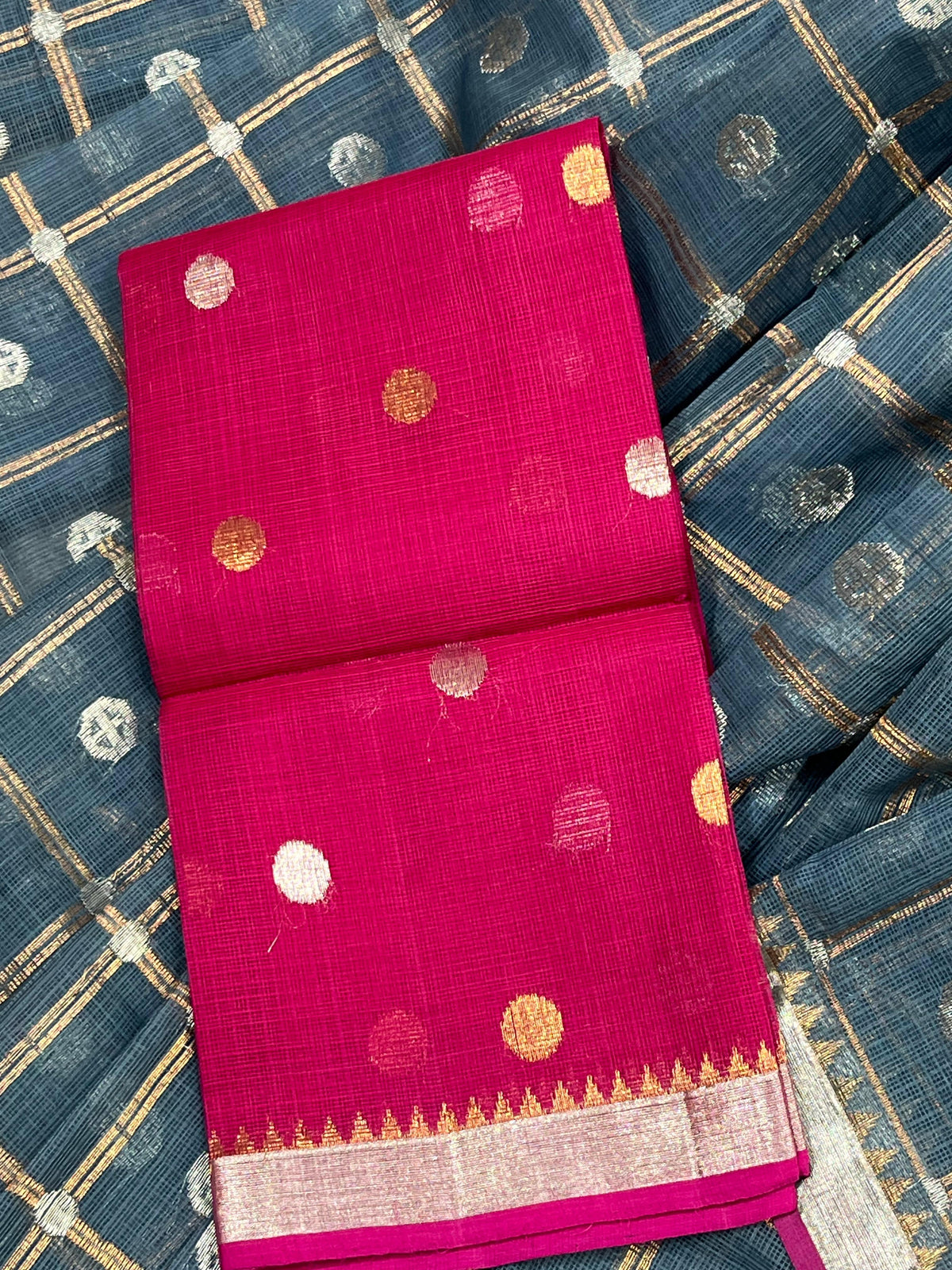 GREY PURE HANDLOOM REAL JARI KOTA DORIYA SAREE