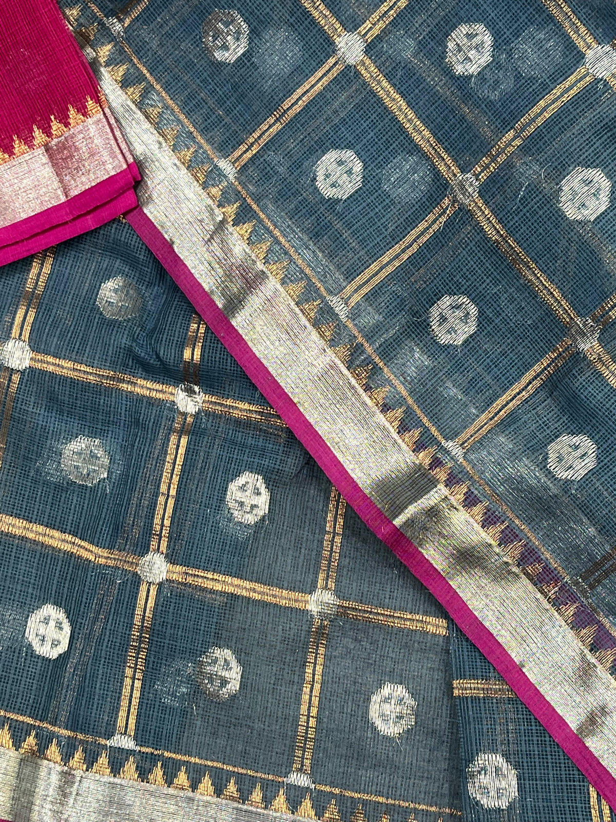 GREY PURE HANDLOOM REAL JARI KOTA DORIYA SAREE