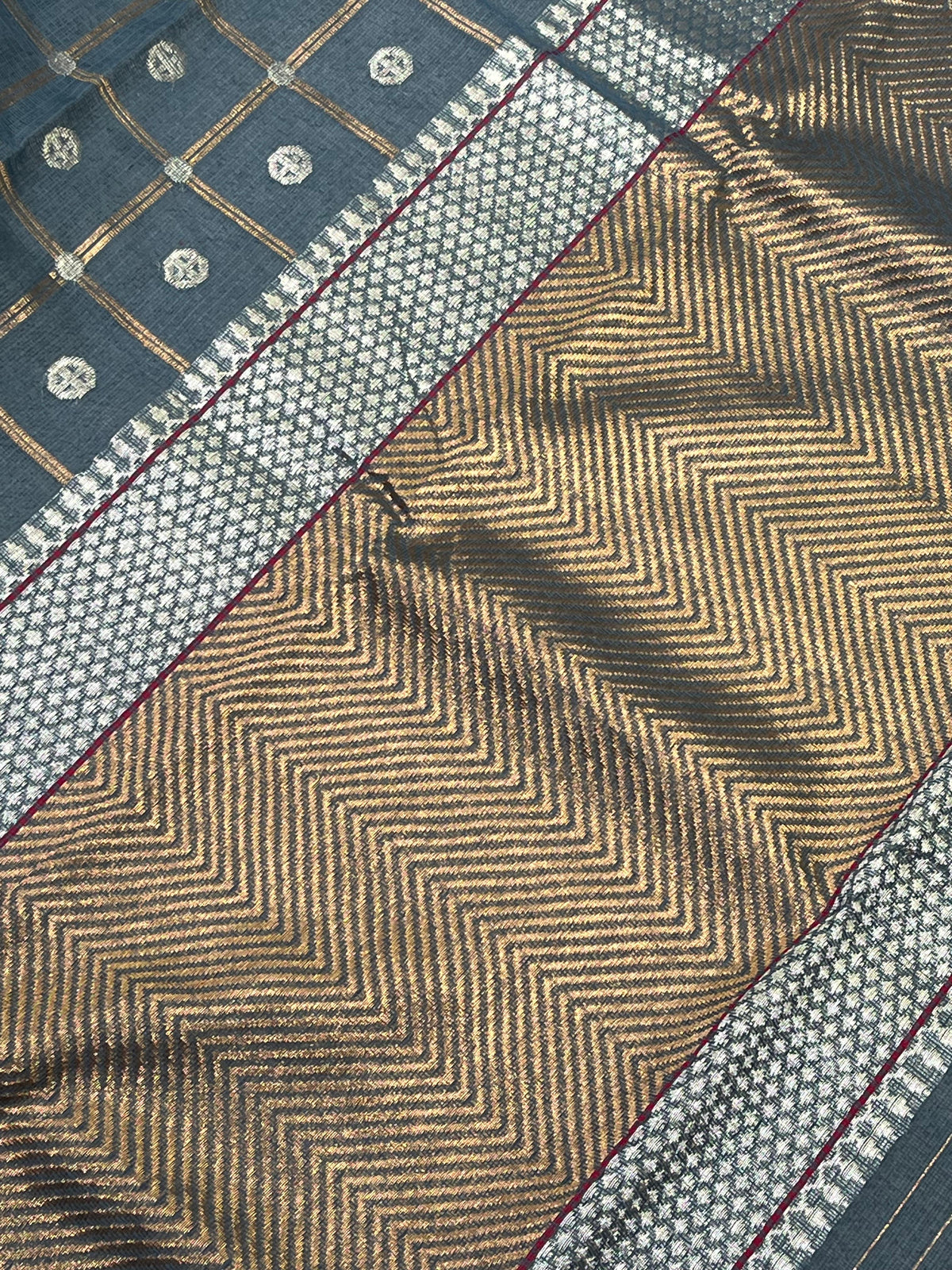 GREY PURE HANDLOOM REAL JARI KOTA DORIYA SAREE