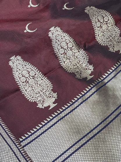 WINE MAROON MULBERRY SILK PURE HANDLOOM PAITHANI SAREE