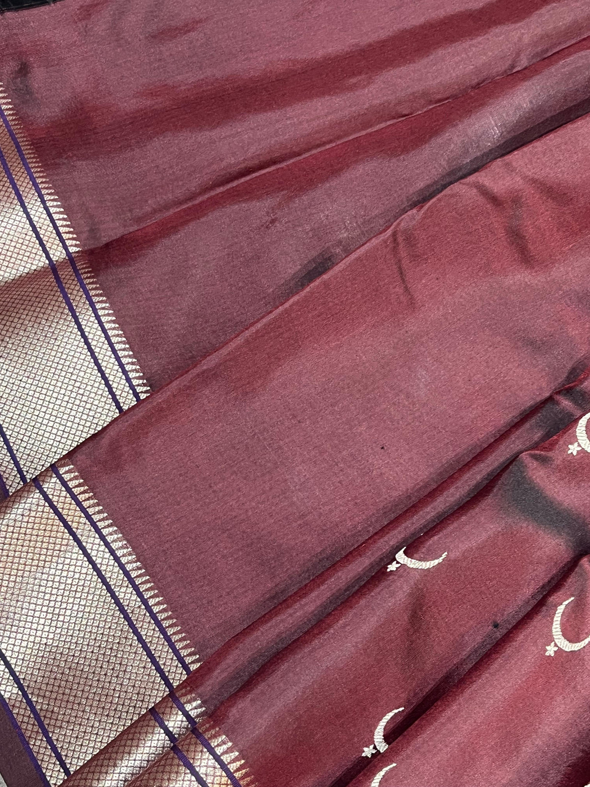 WINE MAROON MULBERRY SILK PURE HANDLOOM PAITHANI SAREE
