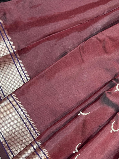 WINE MAROON MULBERRY SILK PURE HANDLOOM PAITHANI SAREE