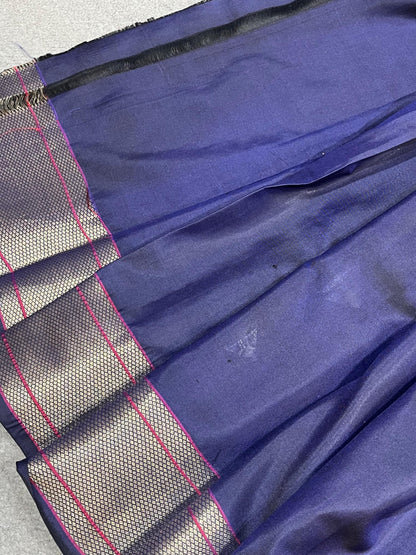 NAVY BLUE MULBERRY SILK PURE HANDLOOM PAITHANI SAREE