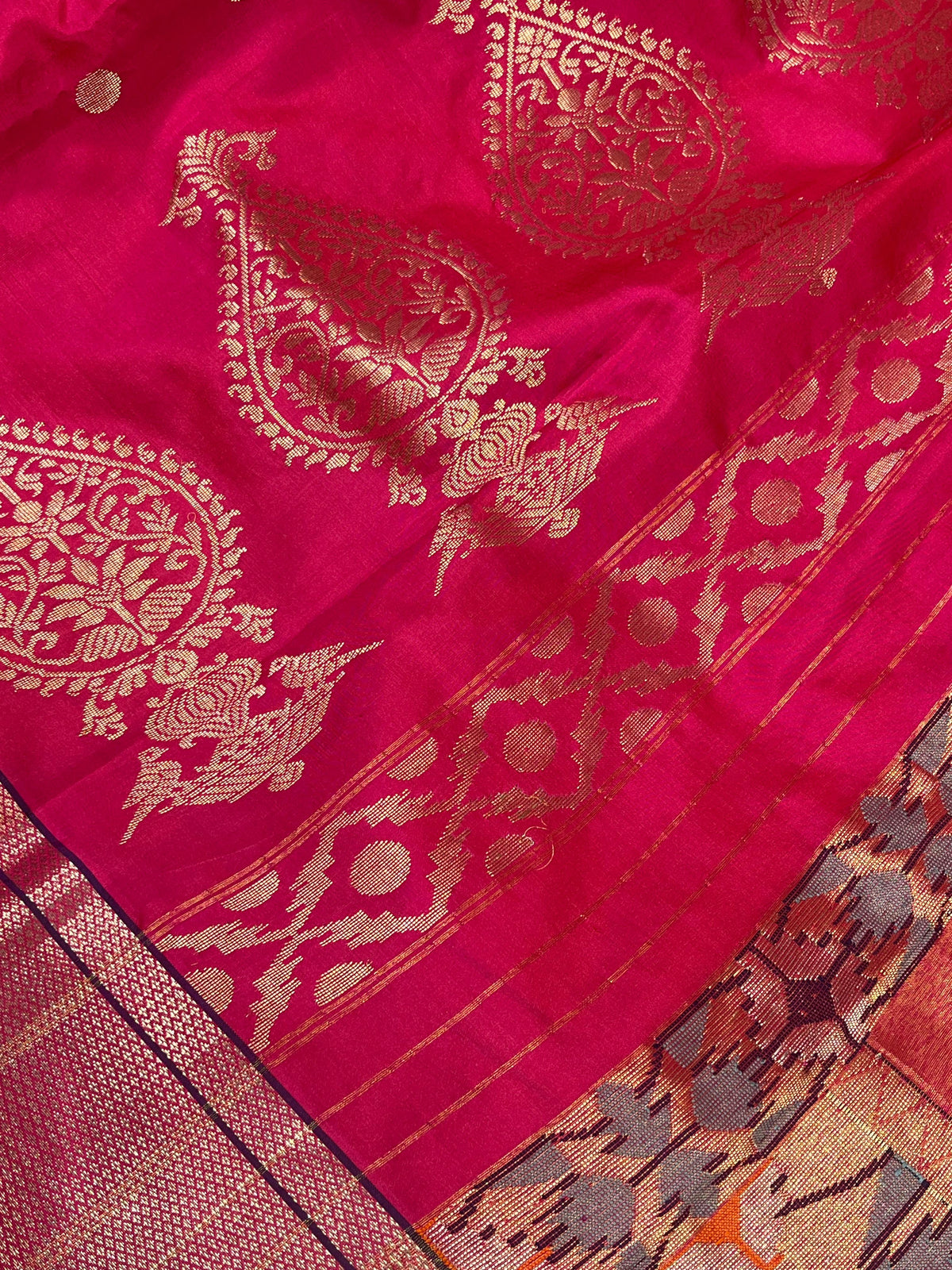 RANI PINK MULBERRY SILK PURE HANDLOOM PAITHANI SAREE
