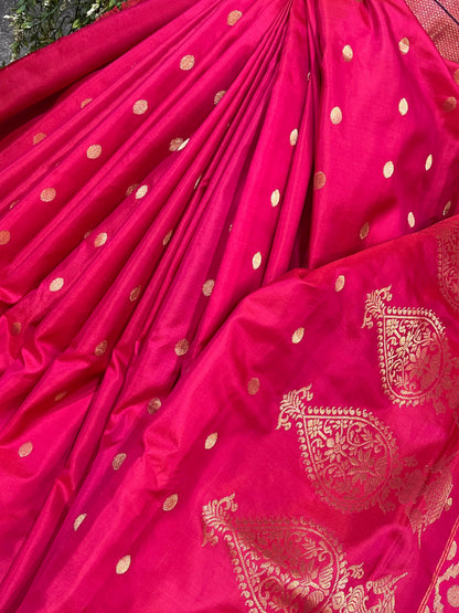 RANI PINK MULBERRY SILK PURE HANDLOOM PAITHANI SAREE