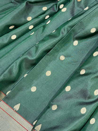 GREEN MULBERRY SILK PURE HANDLOOM PAITHANI SAREE