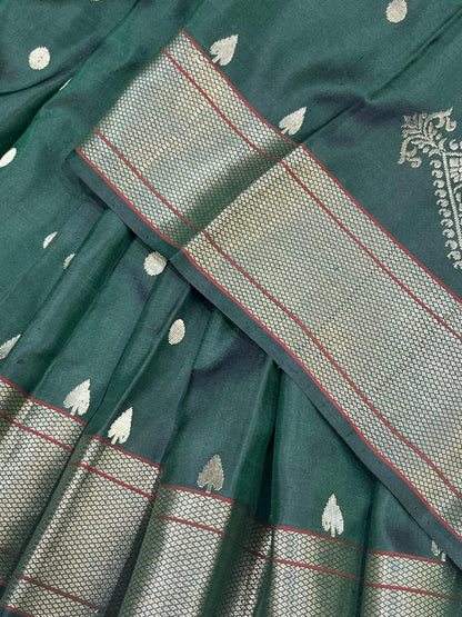 GREEN MULBERRY SILK PURE HANDLOOM PAITHANI SAREE