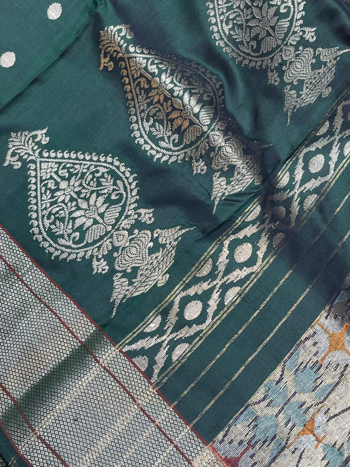 GREEN MULBERRY SILK PURE HANDLOOM PAITHANI SAREE