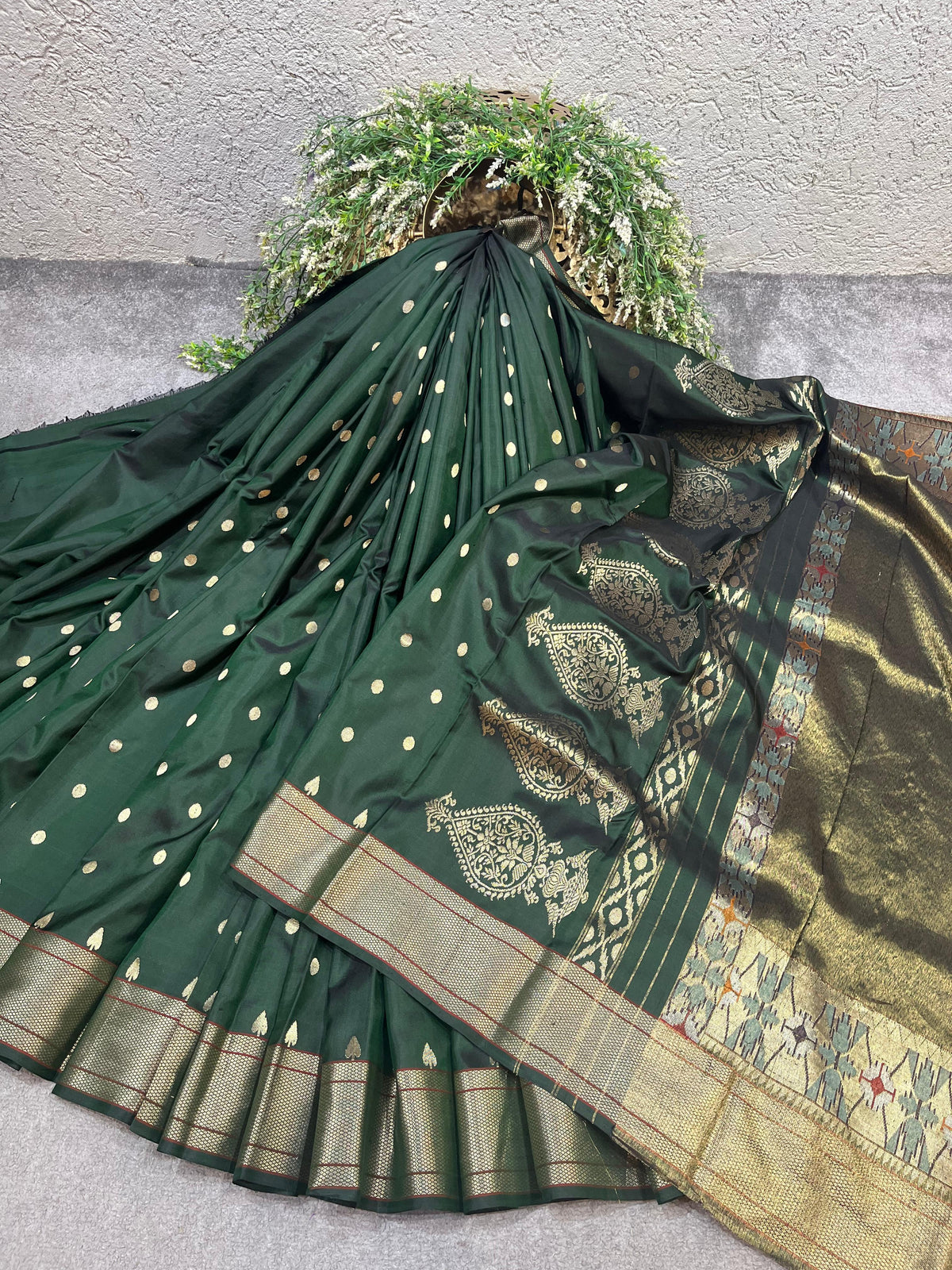 GREEN MULBERRY SILK PURE HANDLOOM PAITHANI SAREE