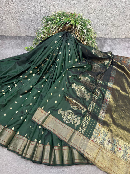GREEN MULBERRY SILK PURE HANDLOOM PAITHANI SAREE