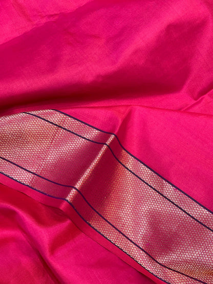 RANI PINK MULBERRY SILK PURE HANDLOOM PAITHANI SAREE