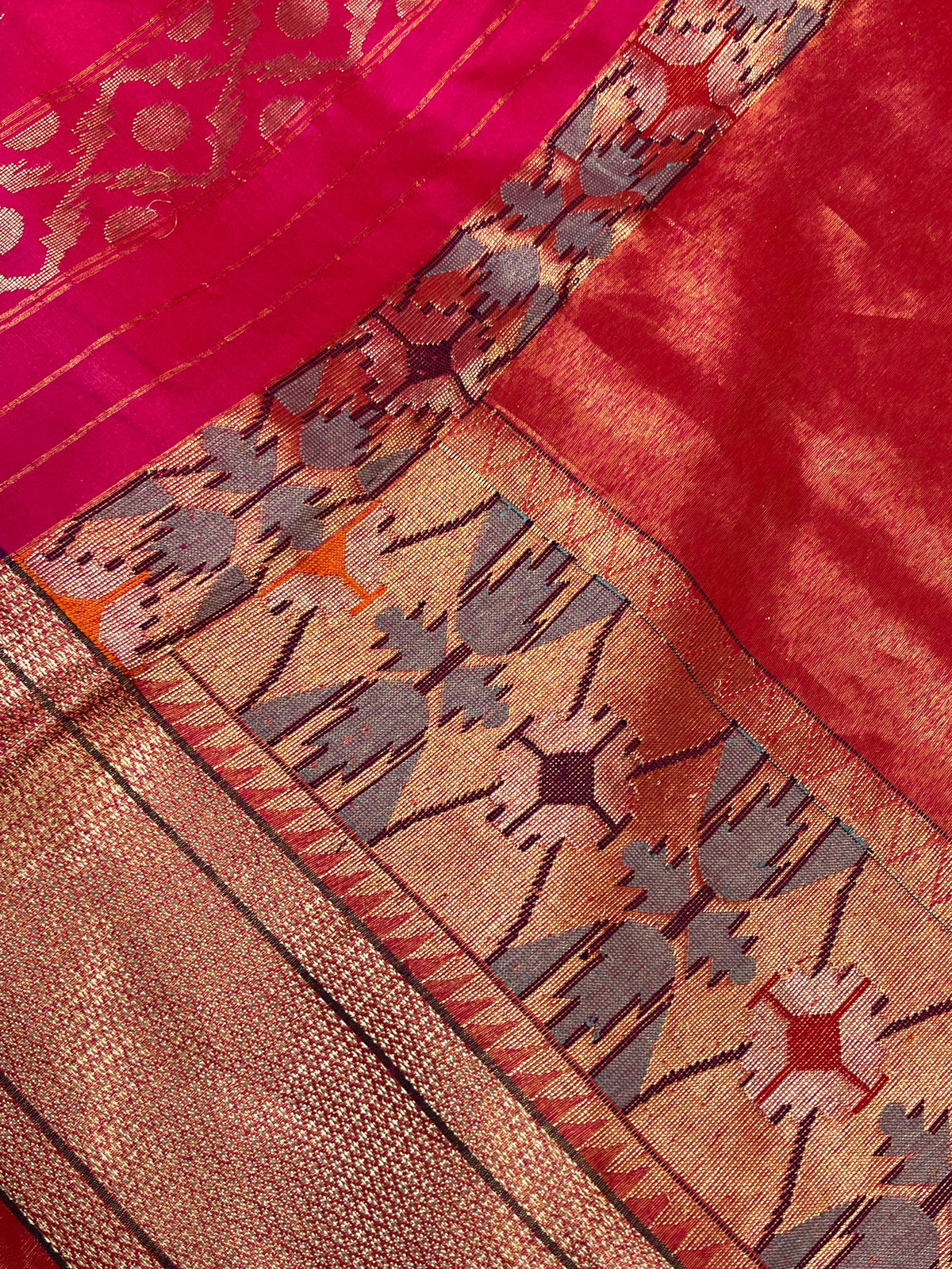 RANI PINK MULBERRY SILK PURE HANDLOOM PAITHANI SAREE