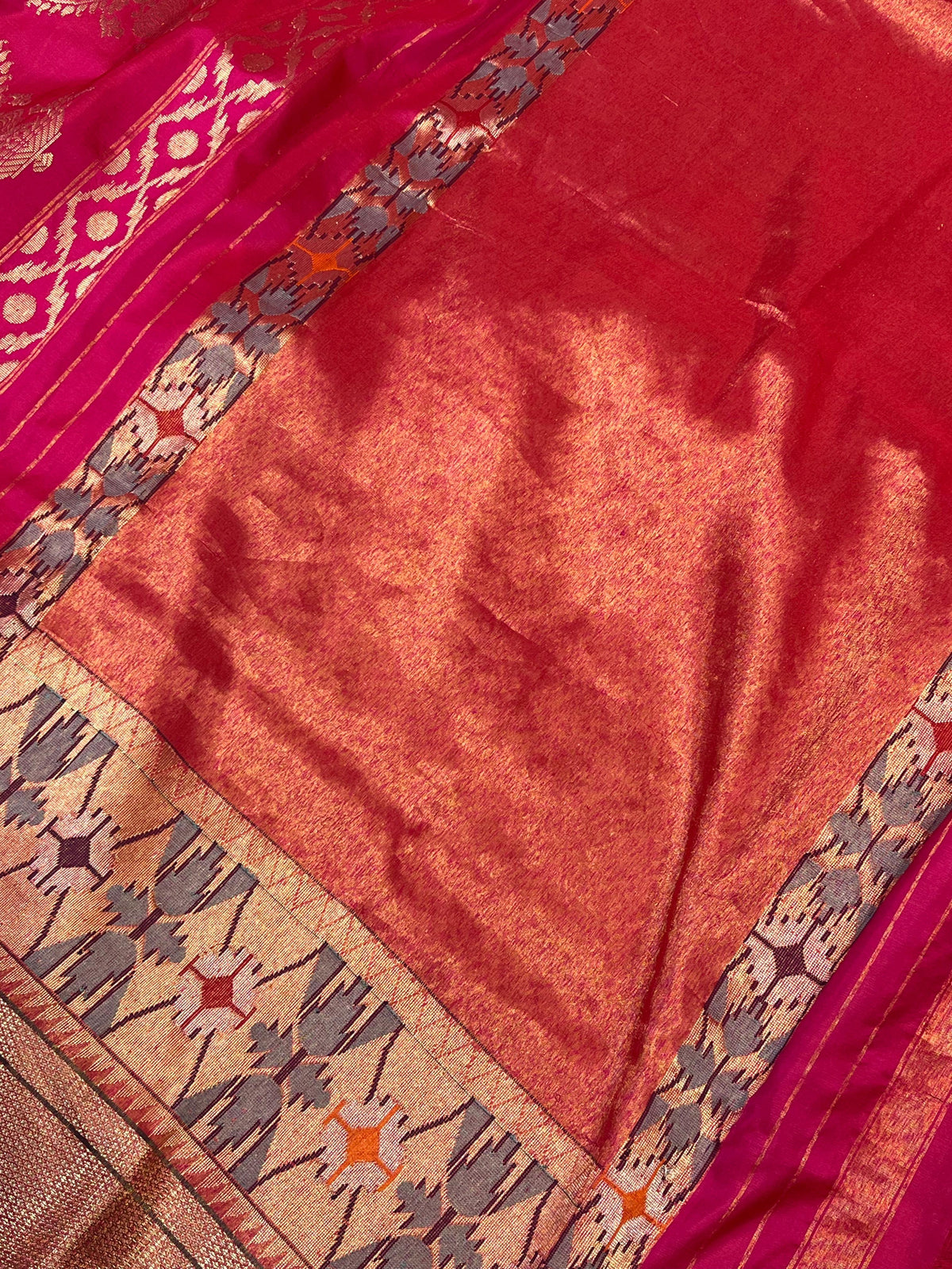 RANI PINK MULBERRY SILK PURE HANDLOOM PAITHANI SAREE