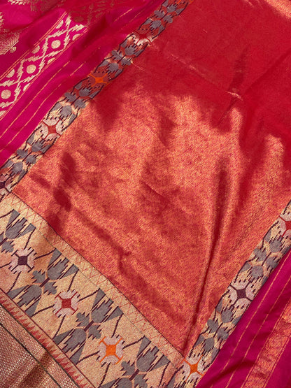 RANI PINK MULBERRY SILK PURE HANDLOOM PAITHANI SAREE