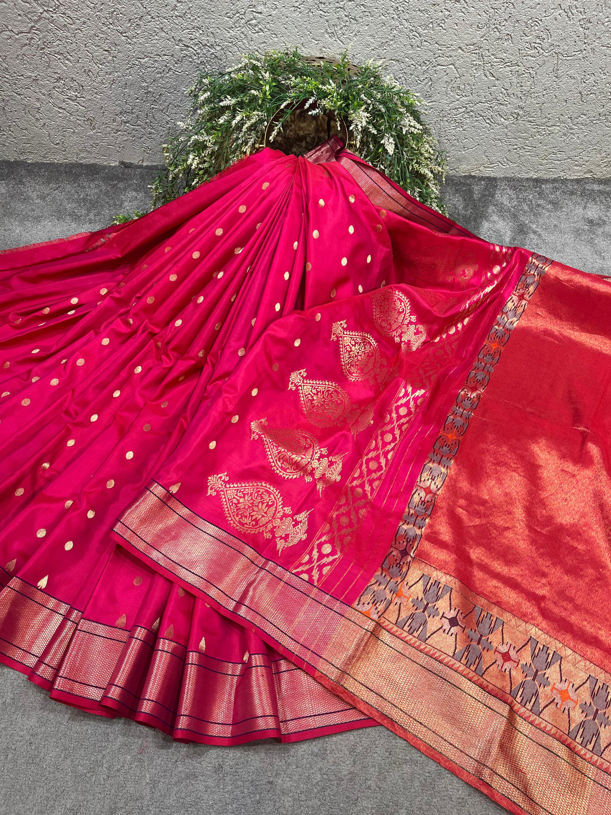 RANI PINK MULBERRY SILK PURE HANDLOOM PAITHANI SAREE