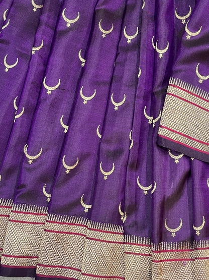 PURPLE MULBERRY SILK PURE HANDLOOM PAITHANI SAREE