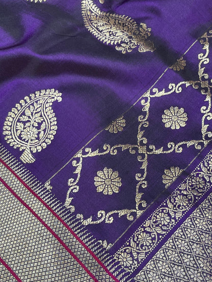 PURPLE MULBERRY SILK PURE HANDLOOM PAITHANI SAREE