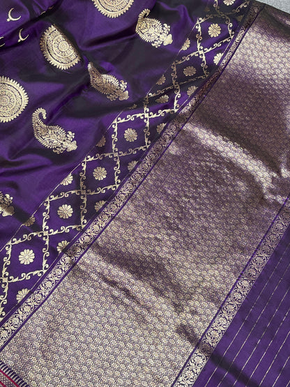 PURPLE MULBERRY SILK PURE HANDLOOM PAITHANI SAREE