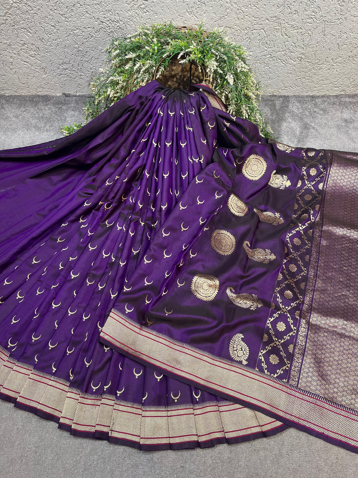 PURPLE MULBERRY SILK PURE HANDLOOM PAITHANI SAREE