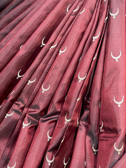 WINE MAROON MULBERRY SILK PURE HANDLOOM PAITHANI SAREE
