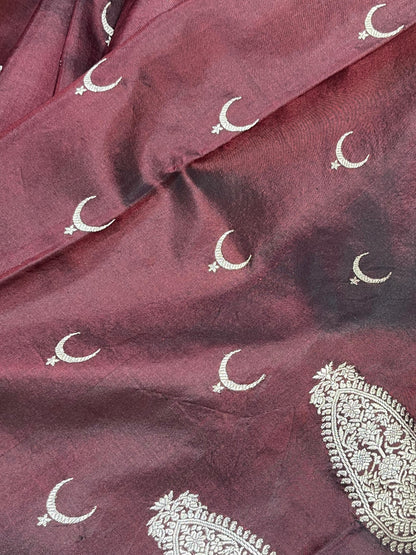 WINE MAROON MULBERRY SILK PURE HANDLOOM PAITHANI SAREE