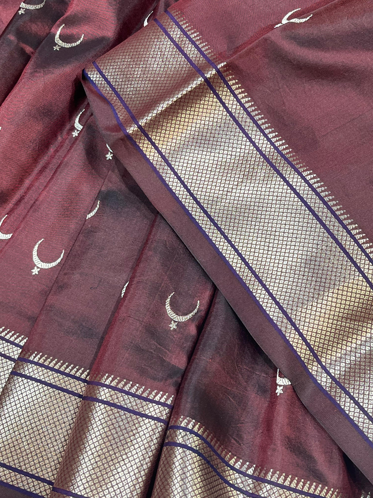 WINE MAROON MULBERRY SILK PURE HANDLOOM PAITHANI SAREE