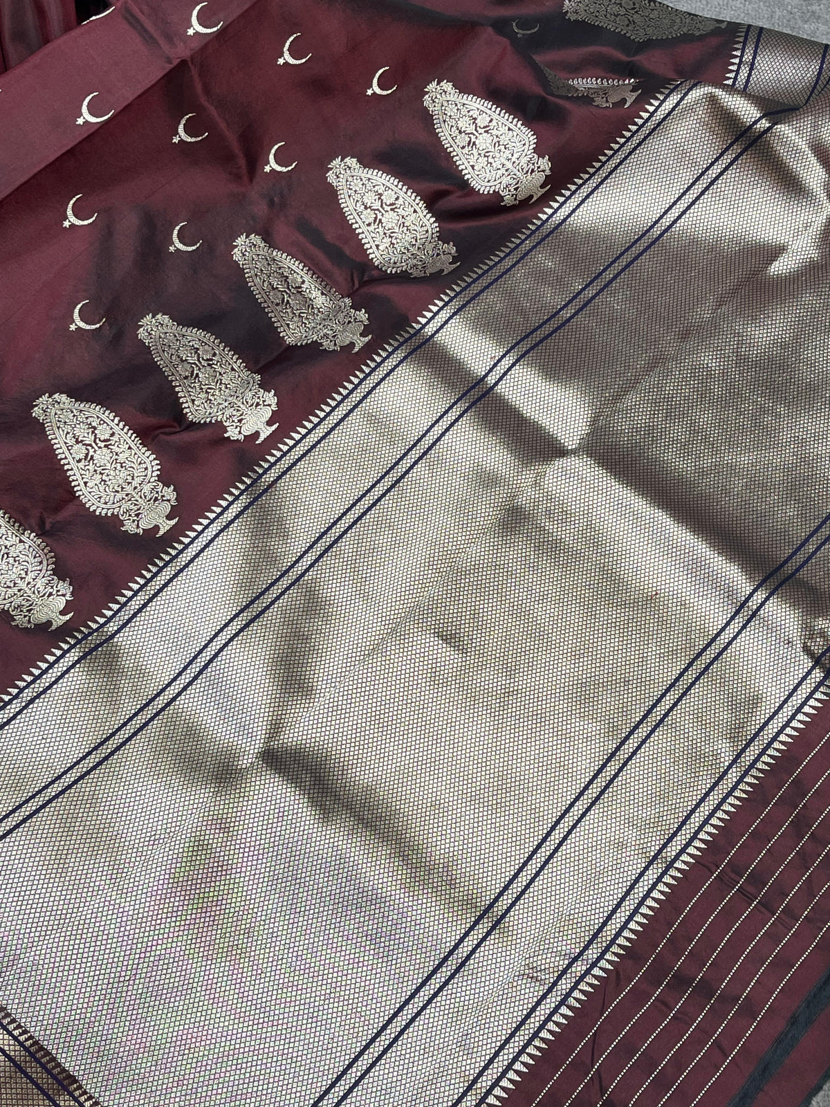 WINE MAROON MULBERRY SILK PURE HANDLOOM PAITHANI SAREE